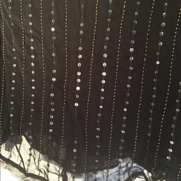 FREE PEOPLE BLACK BEADED LONG SLEEVE SWING BLOUSE - Picture 6 of 6